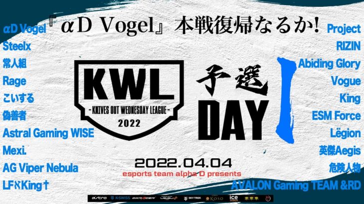 【荒野行動】KWL 予選 4月度 開幕戦【”αD Vogel” 1か月での本戦復帰へ！！】実況：柴田アナ