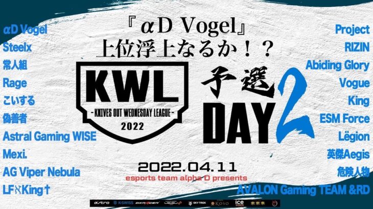 【荒野行動】KWL 予選 4月度 DAY2 開幕【”αD Vogel” 上位へ！！】実況：柴田アナ
