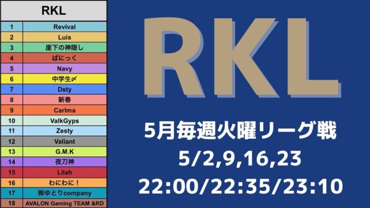 【荒野行動】RKL  5月度 Day1  火曜リーグ戦  タピオカの実況🧋2023/05/02